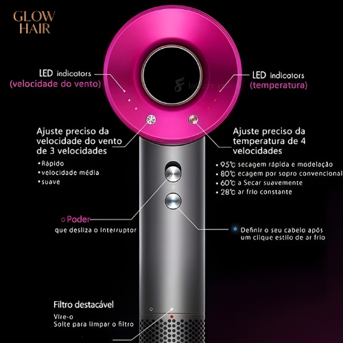 Glow Hair Dryer - Secador Iônico {+BRINDE EXCLUSIVO}