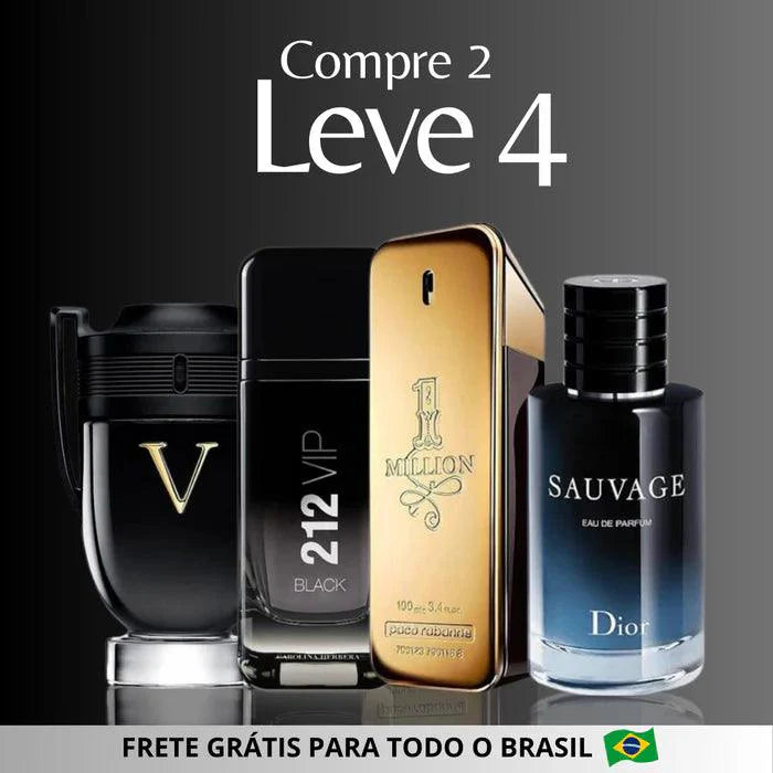 Combo 4 Perfumes Masculinos Importados (100ml) - 1 Million | Invictus | Sauvage | Bleu