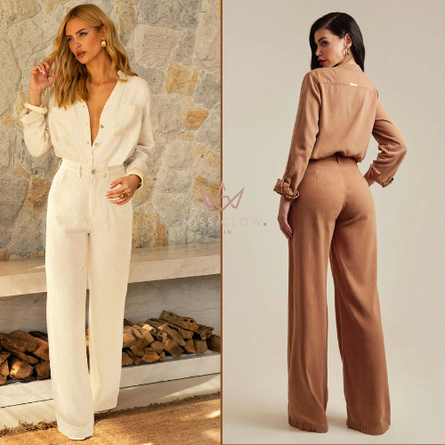 [COMPRE 1 LEVE 2] Calça Modeladora Pantalona 100% Linho Premium