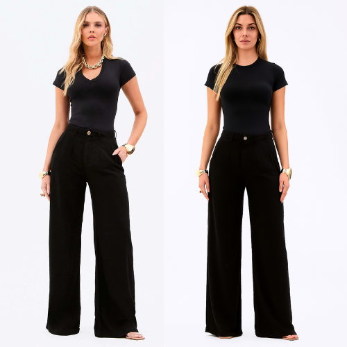 [COMPRE 1 LEVE 2] Calça Modeladora Pantalona 100% Linho Premium