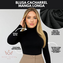 Kit 3 Blusas Cacharrel Gola Alta Manga Longa Canelada SoftGlow {+BRINDE EXCLUSIVO}