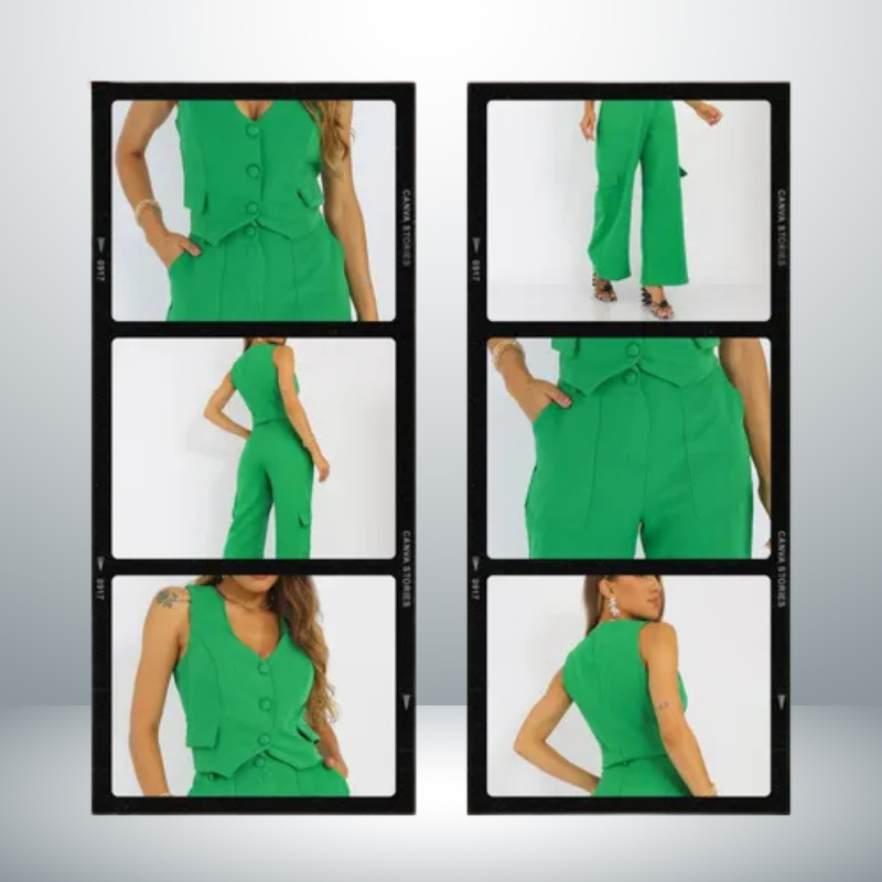 Conjunto Alfaiataria Feminino Calça Cargo E Colete {COMPRE 1 LEVE 2} + PRESENTE EXCLUSIVO