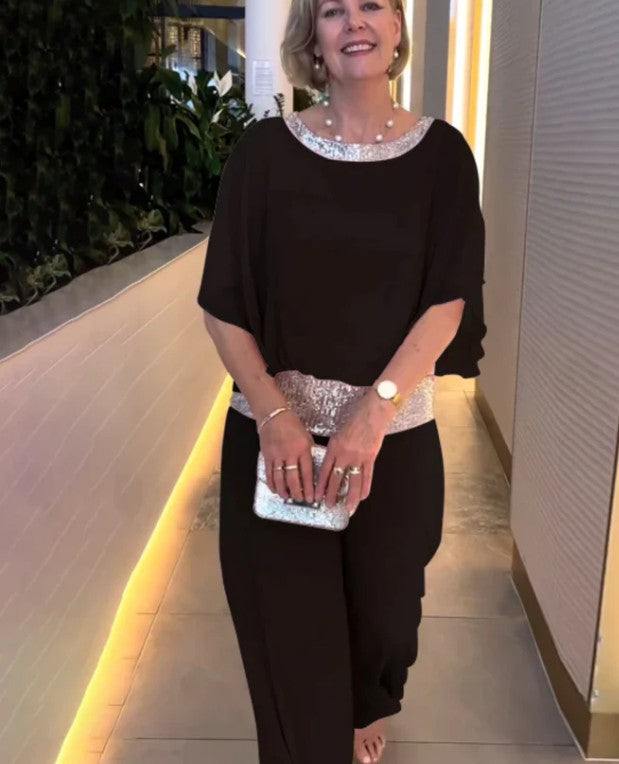 Conjunto Elegante Feminino Bicolor com Paetês (50% OFF)