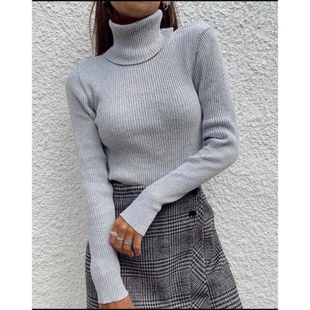 Kit 3 Blusas Cacharrel Gola Alta Manga Longa Canelada SoftGlow {+BRINDE EXCLUSIVO}